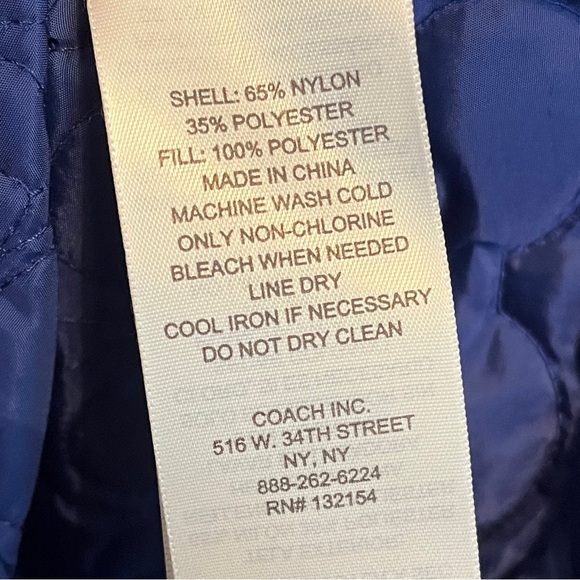 Coach Signature Quilted Full Zip Vest Blue size small - Picture 5 of 5
